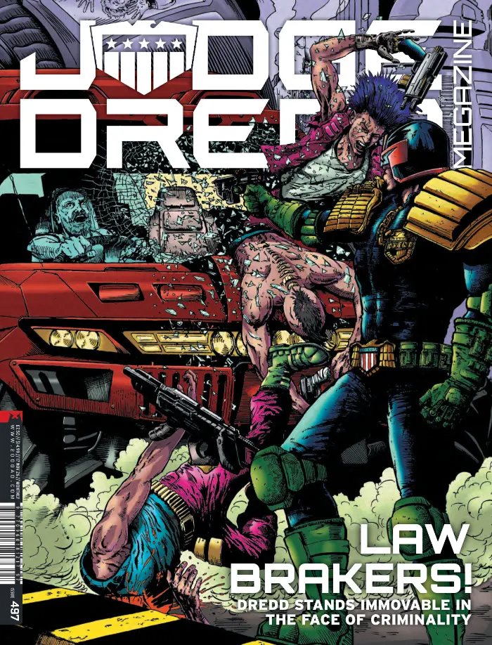 Judge Dredd Megazine 497 cover by Steven Austin