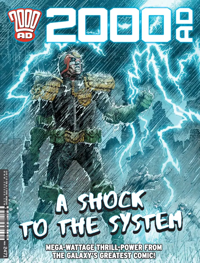 2000 AD Prog 2471 cover by Cliff Robinson with Dylan Teague