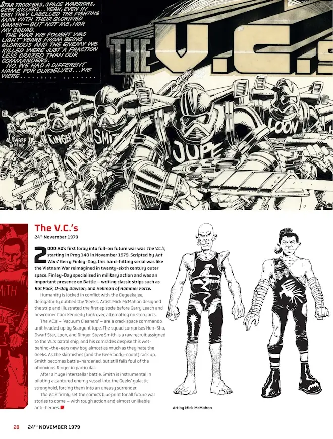 The V.C.'s preview page with Mick McMahon character designs